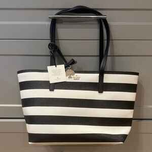 Kate Spade Tote Glitter Black and White Striped